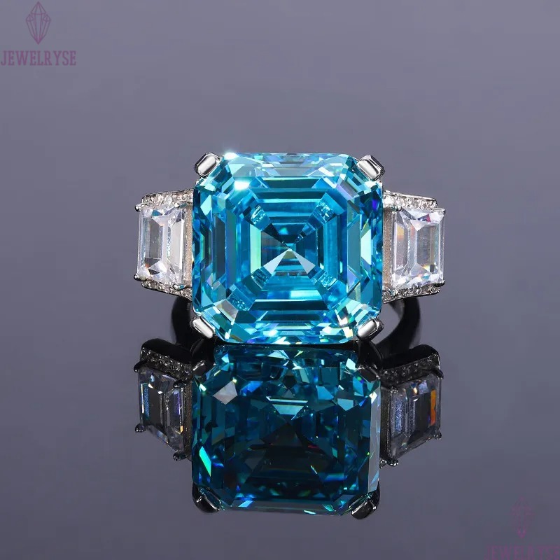 Choucong Top Sell Wedding Jewelry Sets Ladies Luxury Real 100% 925 Sterling Silver Asscher Cut Large Aquamarine Moissanite Diamond Stud Earring Women 