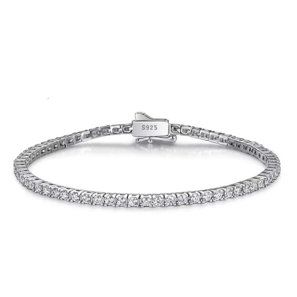 DHCollections Moissanite Tennis Bracelet 925 Sterling Silver Adjustable Diamond-Cut Sparkle Jewelry for Women