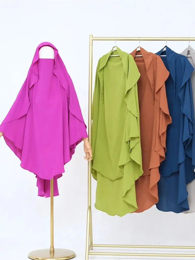 Ramadan Solid Khimar Abaya Dubai Niqab Turkey Arabic Muslim Hijab Islam Prayer Clothes For Women Djellaba Turban Musulmans Femme 250420