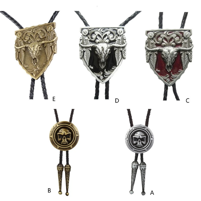 Halloween Punk Bolo Tie for Men Carnivals Necktie Carved Skull Buckle Decors Bolo Tie Year Gift for Men 250430