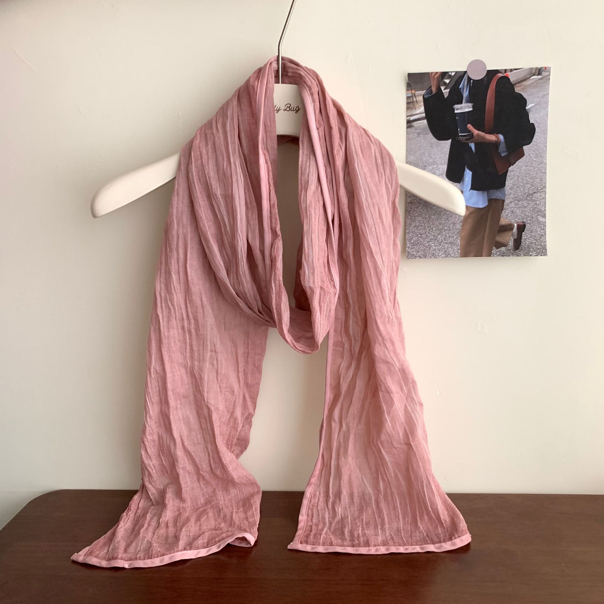K576 Cotton scarf! Literary simple retro solid color scarf autumn and winter Japanese style all-match neck protection slender small silk scarf for wom