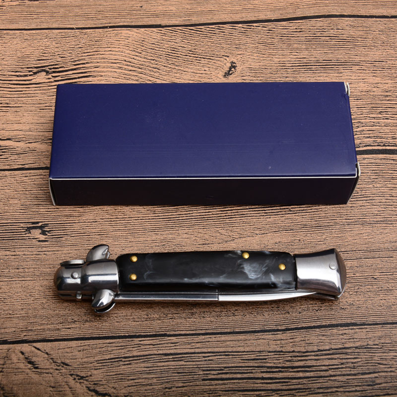 3Models 9'' Inch Stiletto Mafia Knife 3.77'' 440C Blade, Acrylic Handles