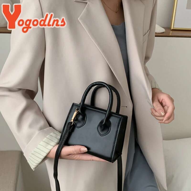 Yogodlns Vintage Mini Crossbody Women PU Leather Small Messenger Elegant Shoulder Bag Designer Handbag Casual Lady Purse
