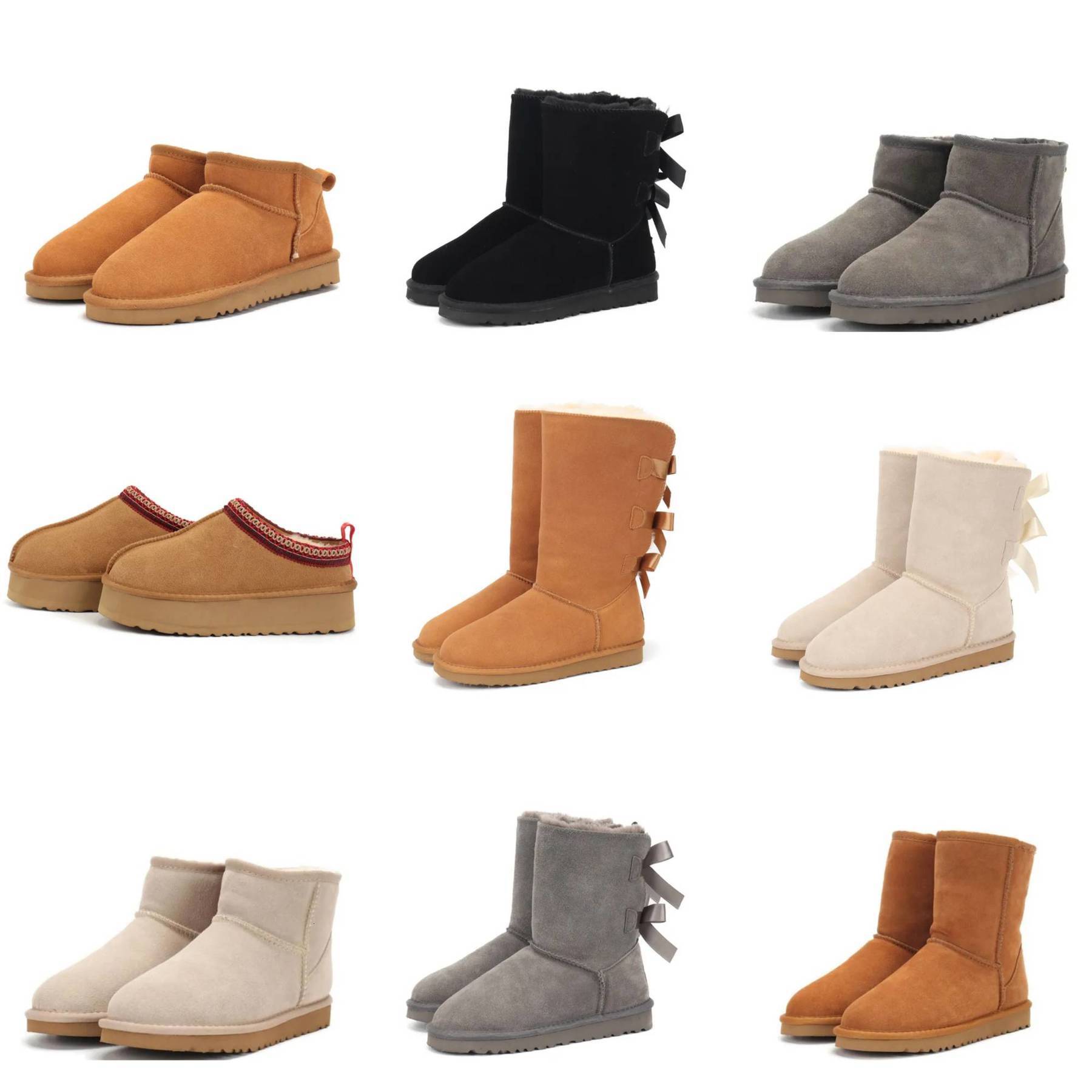 Designer Australia Snow Boots Tasman Slippers Classic Ultra Mini Winter Warm Women Outdoor Shoe Grey Maroon Men Boots Chestnut Sand Brown Winter Ankle High Low Shoes