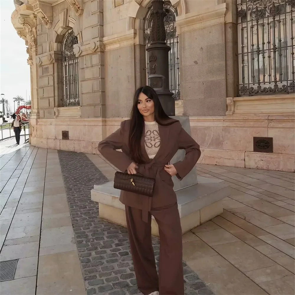 Womens Clothing with European and American Style Casual Elegant n Comes Straightened Jacket Pants Set 250530