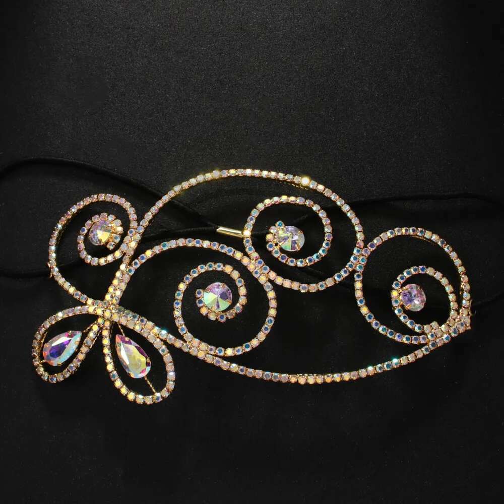 Stonefans AB Color Rhinestone Headpiece Costume Jewellery Bridal Diadem New Belly Dance Tiara Ballroom Hair Piece Crystal