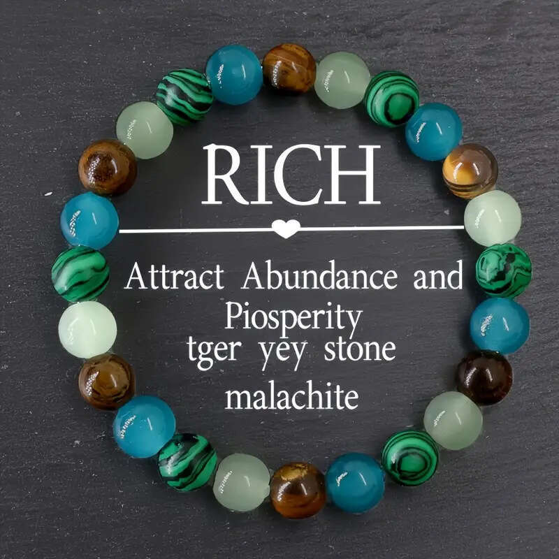 Temu Xiyin TK Pea Tiger Eye Stone Multi colored Beaded Bracelet Women's Jewelry Gift