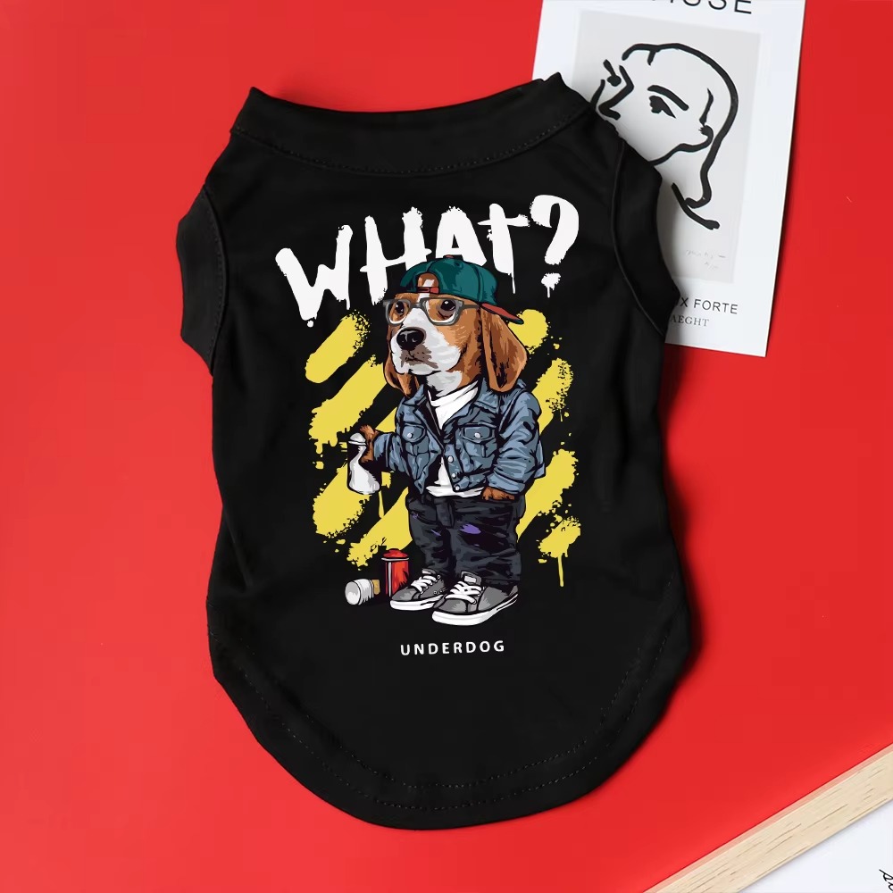 Dog Shirt Dog Vest Imitating Design Summer Dog Clothes Cool Graffiti Style Pattern Printing Cotton Dog T-Shirt for Small Medium Dog Boys Girls Shirt X