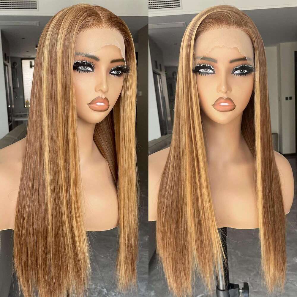 BLL Honey Blonde Wig, 13x4 Synthetic Font Wigs Pe-Plucked Hd Lace Long Staight Sunkissed Highlights Glueless Wig Black Women 26inch Suitable Fo Eveyda