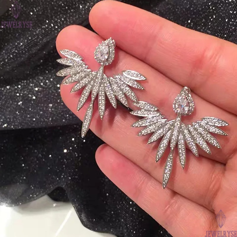 Handmade Chocuong Brand Stud Earrings Luxury Jewelry 925 Sterling Silver Pave White Sapphire CZ Diamond Gemstones Party Angle Wings Women Girls Earrin