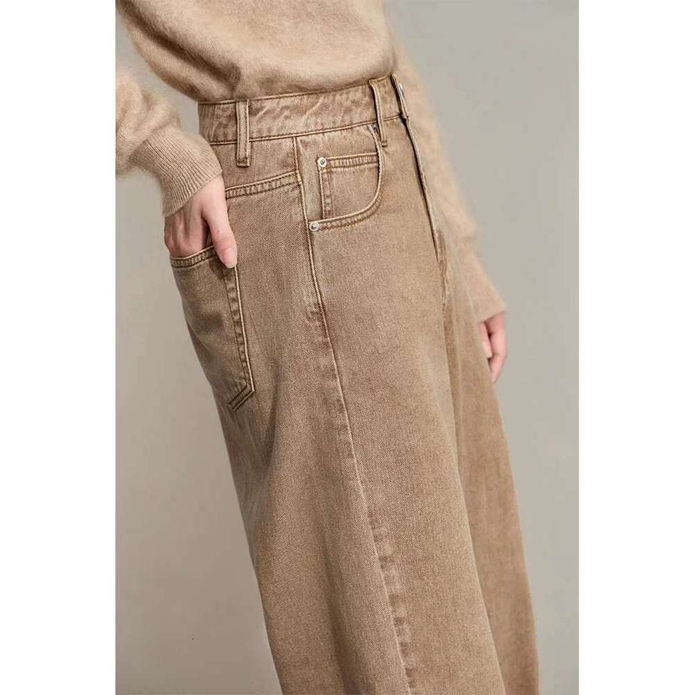 Amii Minimalism Women's Jeans 2024 Autumn New Casual Cotton Denim Pants Retro Trendy Loose Straight Wide-Leg Trousers 12443249