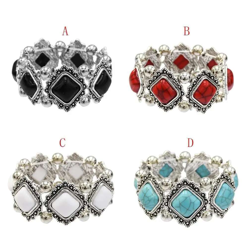 Vintage Tibetan Turquoise Bracelet For Women Men Boho Acrylic Stone Bracelets Ethnic Gypsy Tribal Indian Afghan Turkish Jewelry
