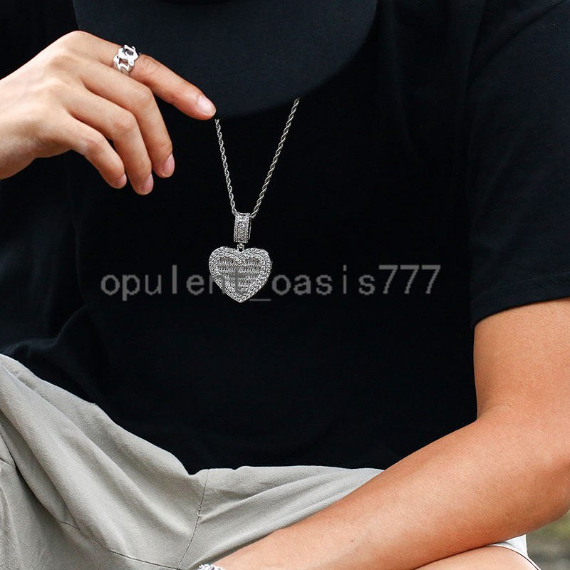 Fashion Gold Plated Openable Custom Photo Pendant Memory Jewelry Bling Love Heart Shape Chain Necklace for Men Women
