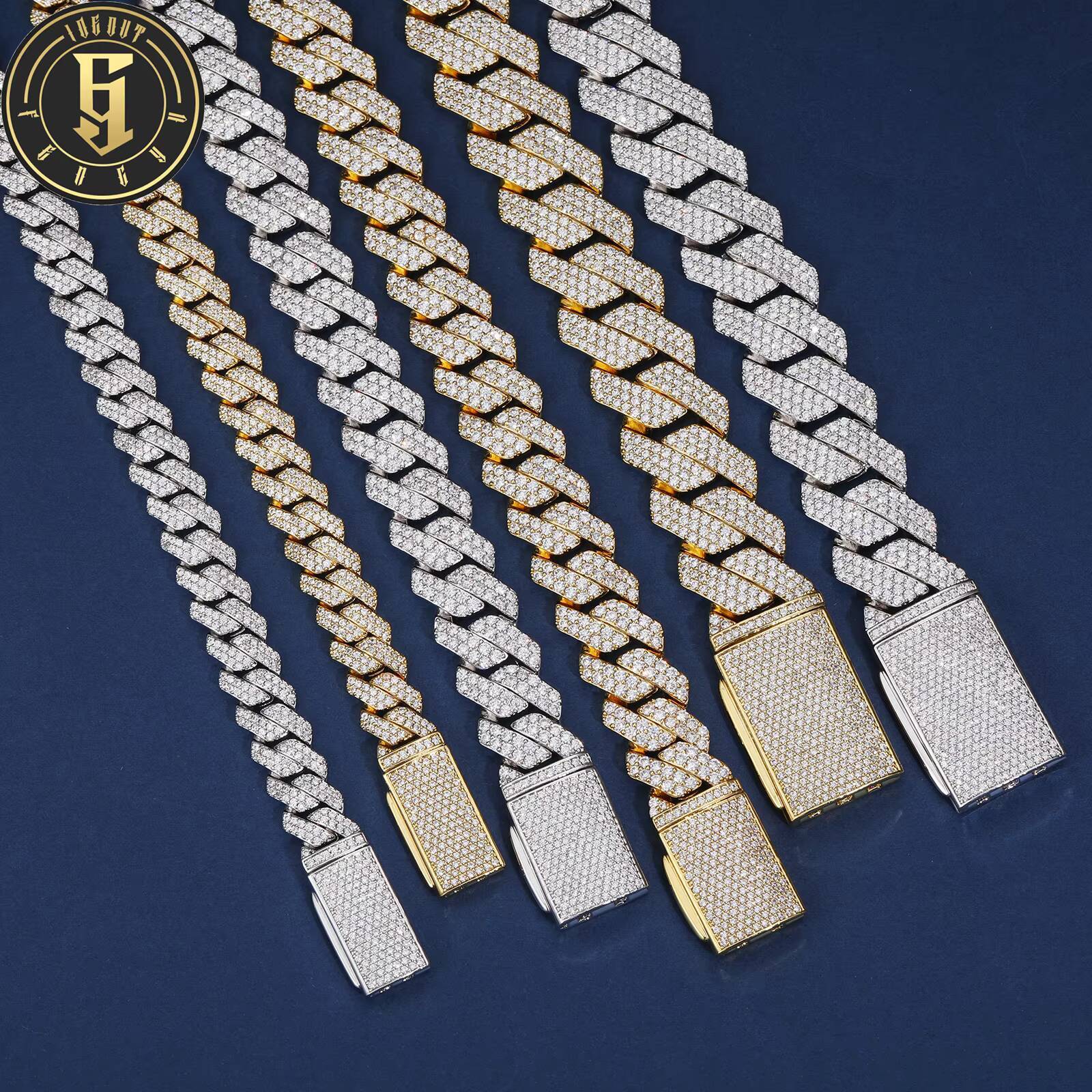 Handmade 6mm-22mm Classic Hip Hop Jewelry 925 Sterling Silver VVS Moissanite Diamond Cuban Link Bracelet for Men