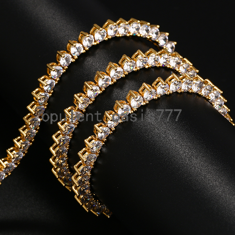 Fashion Jewelry Classic 3 Prong Setting moissanite Diamond Cluster Tennis Chain Necklace for Men Women