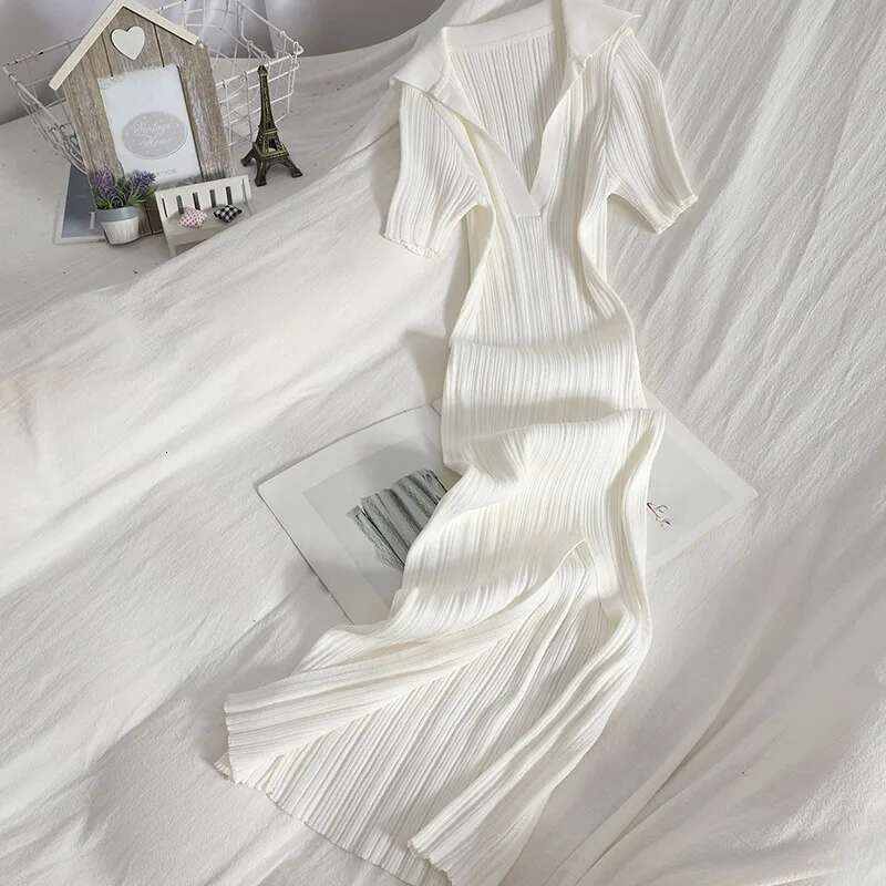 Yuoomuoo Chic Fashion Sexy Package Hips Knitted Summer Women V-Neck Slim Elastic Split Bodycon Dress Steetwear Vestidos