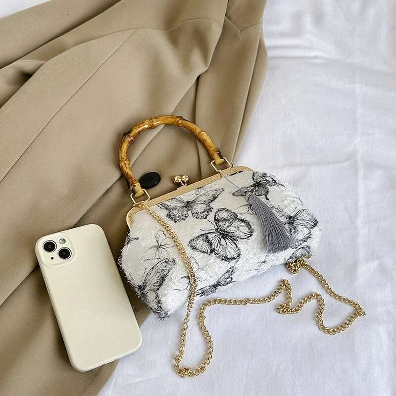 New Chinese Qipao Bag, Women's Fashion Handbag, Elegant Classical Banquet, Party Making, Butterfly Pattern