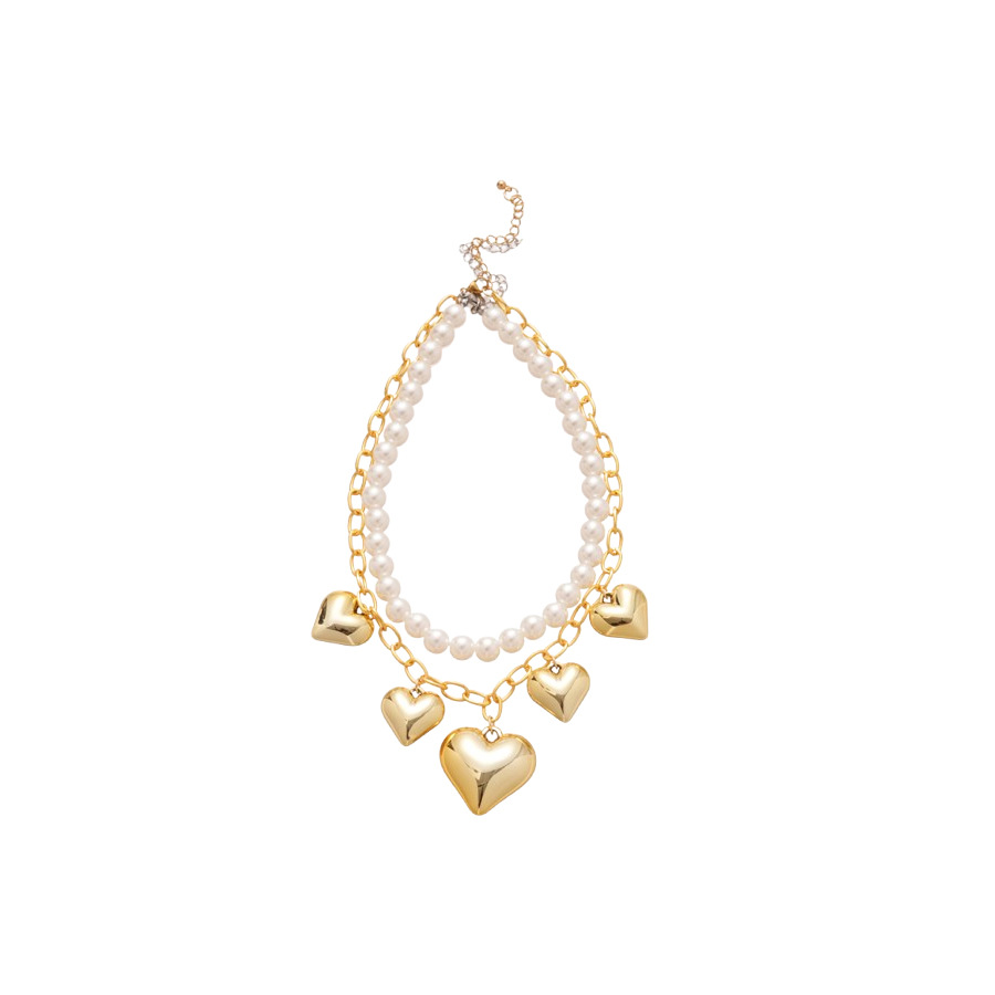 European and American Cross-Border Pearl Heart Necklace Vintage Personality Fashion Temperament Collarbone Chain Light Luxury High-End Sense Jewelry f - view 8