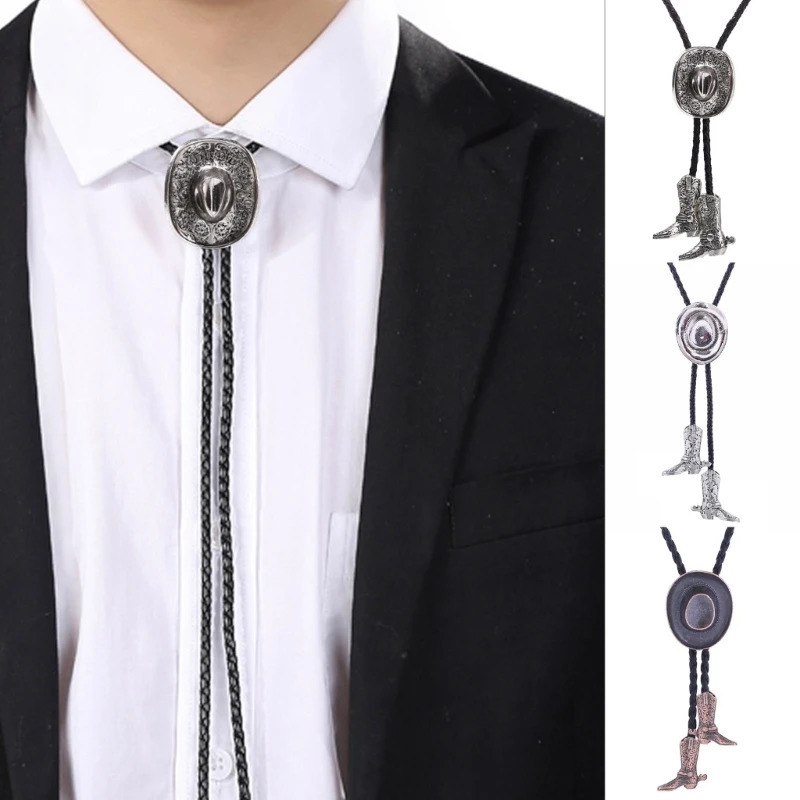 Western Cowboy Bolo Tie for Men Adult Necktie Adjustable Necklace Collar Pendant Bolo Ties Halloween Costume Accessories 250430