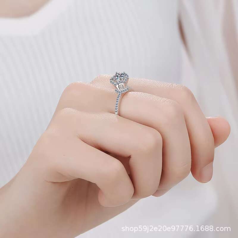 Wholesale 925 Sterling Silver Round Cut Lab Cultured Fine Jewelry Diamond VVS Luxury High Quality Wedding Moissanite Ring