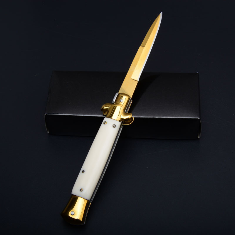 5Models 9'' Inch Stiletto Mafia Folding Knife 3.77'' 440C Blade, Acrylic Handles