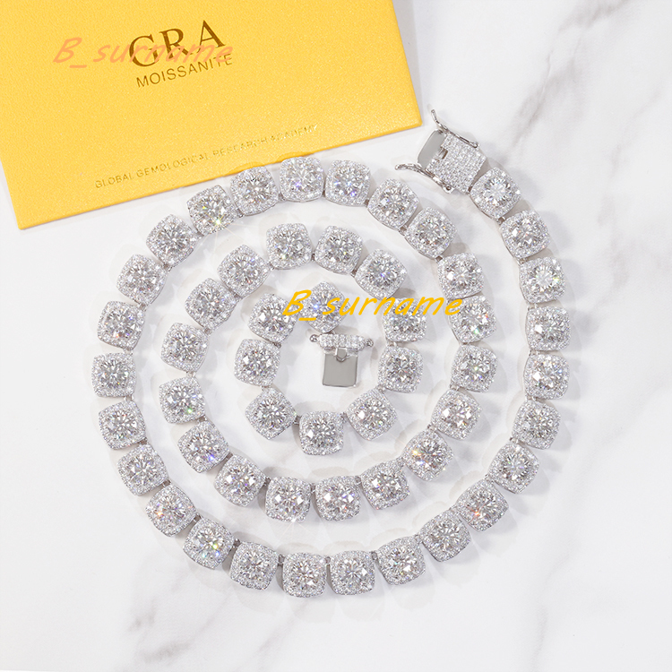 Super Bling Large Moissanite Diamond Tennis Necklace bracelet 8/10/12mm Wide Pure S925 Tennis Chain