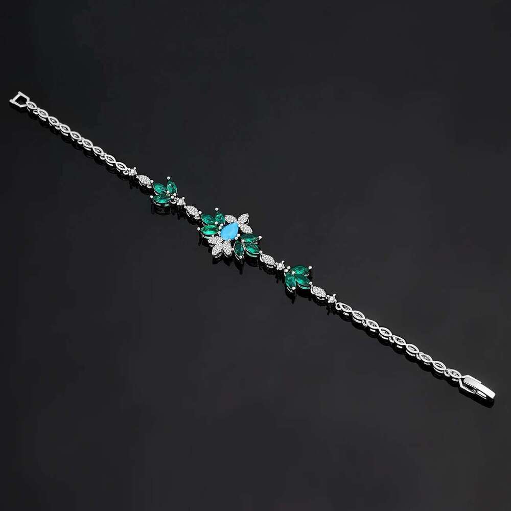 2025 New Exquisite Turquoise Dubai Jewelry Sets For Bridal Wedding Party 4 Pieces Set Accessories