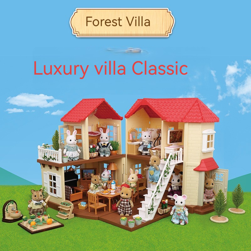 Forest Animal Villa Set DIY Toy Simulation Furniture Bedroom Set Halloween Toy Girl Play House Toys Family Model Children Gifts