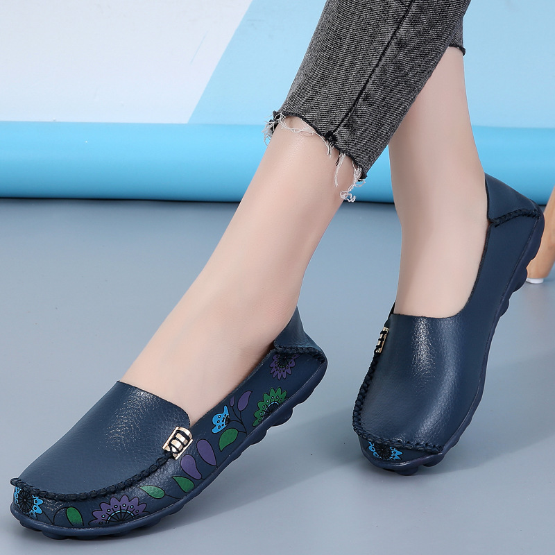 New Printed Bean Flat And Casual Nursing Low Cut Toe Mother S Shoes Plus Size Women S Shoes For All Seasons Ddmysaturn