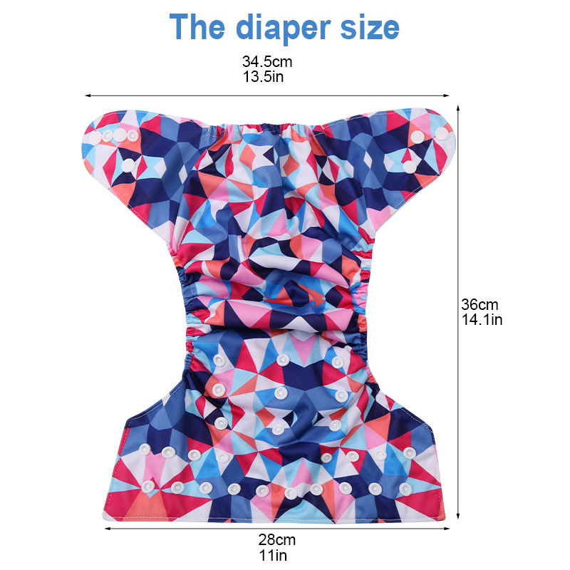 4 Sets Baby Cloth Diapers Reusable Nappy Washable One-size Modern Print Eco Friendly Cloth Pocket Diapers Nappies for Baby 0-3 years Old 3-15 KG