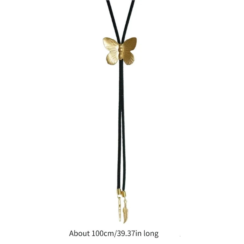 Bolo Tie for Men Western Cowboy Necktie with Alloy Butterfly Buckle Decorations Masquerade Costume Accessories 250430