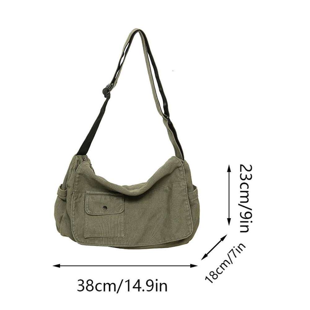 Casual Canvas Messenger Versatile Flip Large Capacity Shoulder Book Student Adjustable Crossbody Bag For Men Women