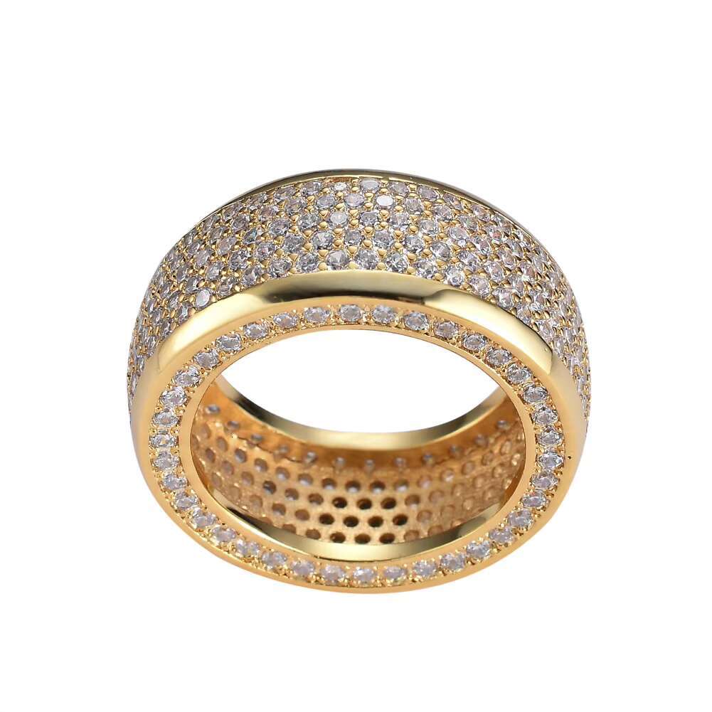 Handmade Customized Hiphop Ring Gold Plated Sterling Silver Round Cut Melee VVS Moissanite Diamond Mens Jewelry Ring