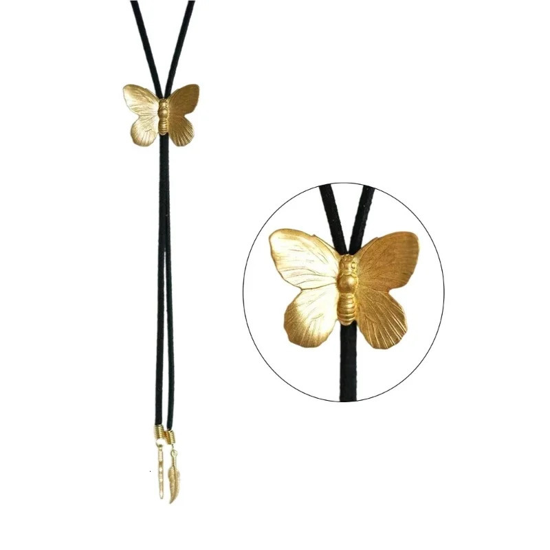 Bolo Tie for Men Western Cowboy Necktie with Alloy Butterfly Buckle Decorations Masquerade Costume Accessories 250430