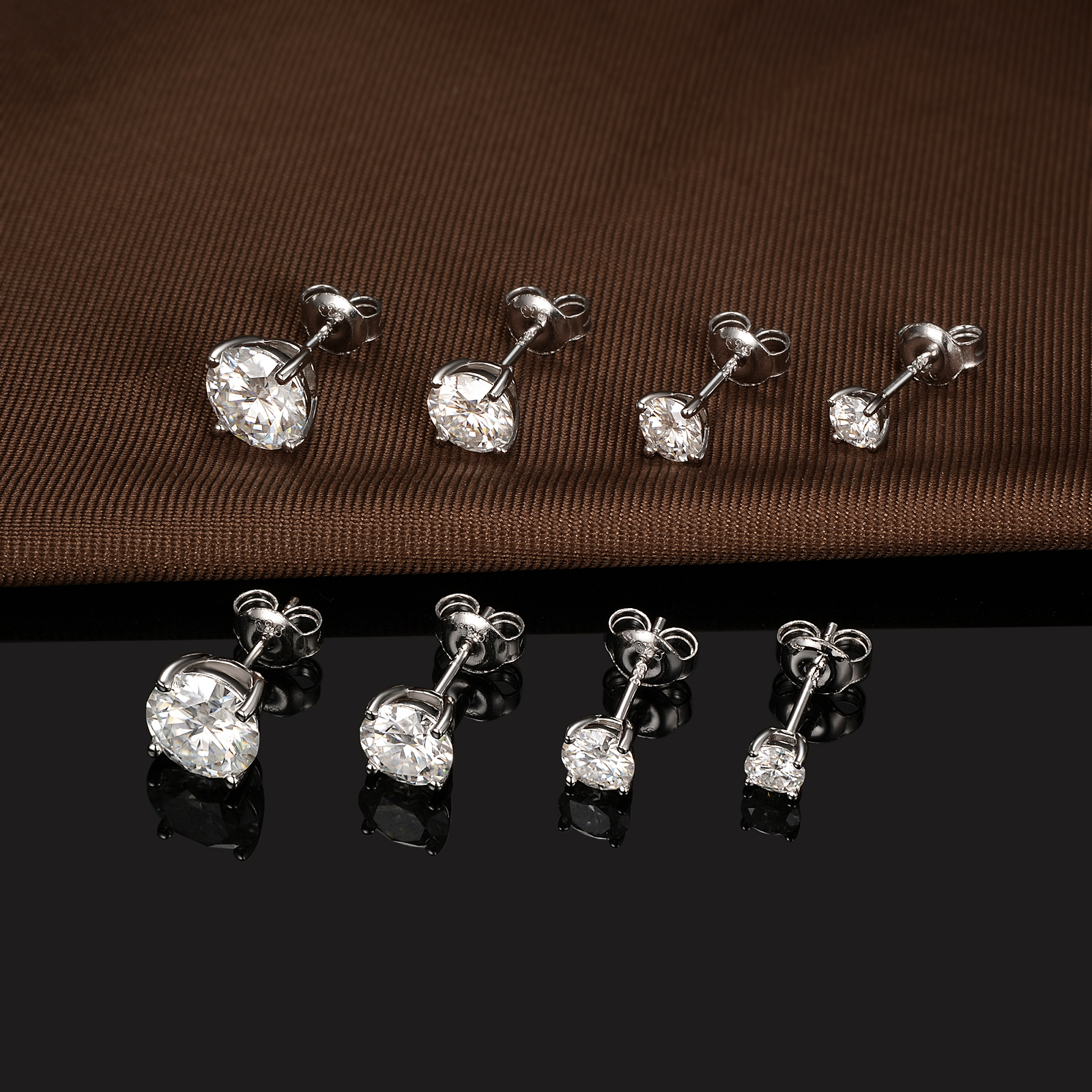Moissanite Stud Earrings, Round Cut D Color VVS1 Clarity Lab Created Moissanite Earrings Studs 18K White Gold Plated 925 Sterling Silver Jewelry for W