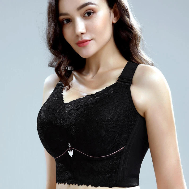 Plus size lightweight bra side support adjustable lace decoration wireless used for anti sagging and comfortable womens underwear 250430