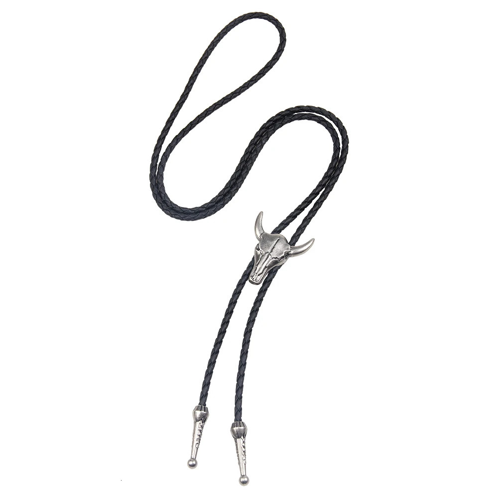 Fashion Mens Leather Cow Head Bolo Tie Necklace Jewelry Retro Western Cowboy Mens Gifts Necktie Men Accessories 250430