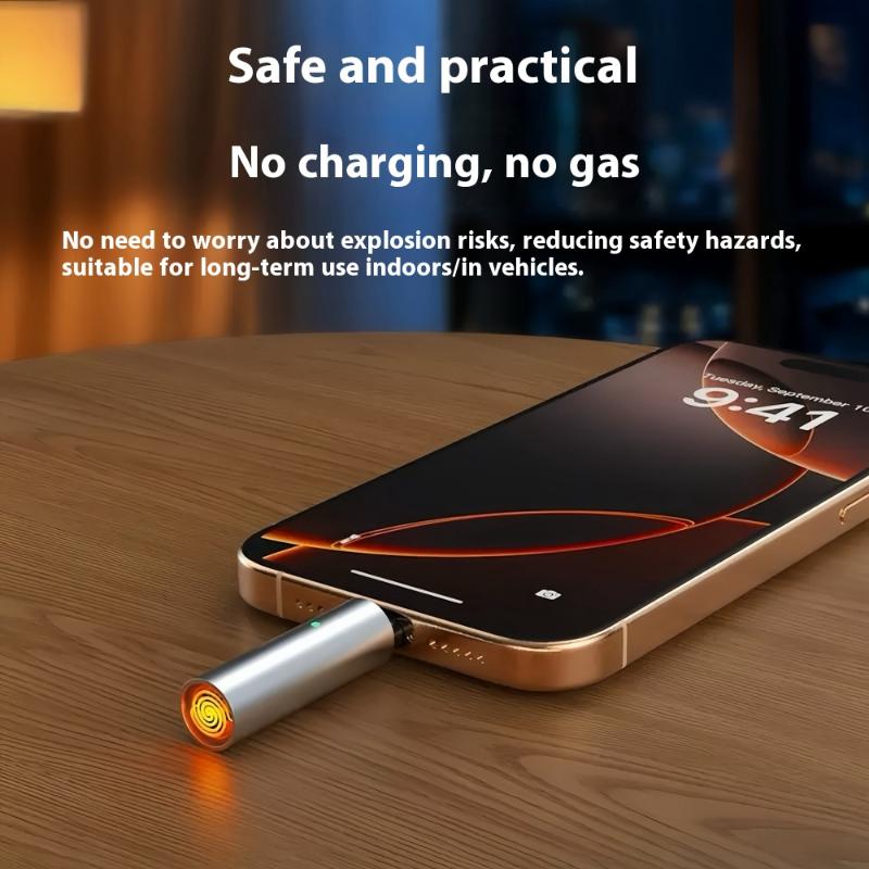 1Pcs TYPE-C Portable Low Consumption Mini Electronic Lighter Windproof And Energy Saving Outdoor Phone Lighter.