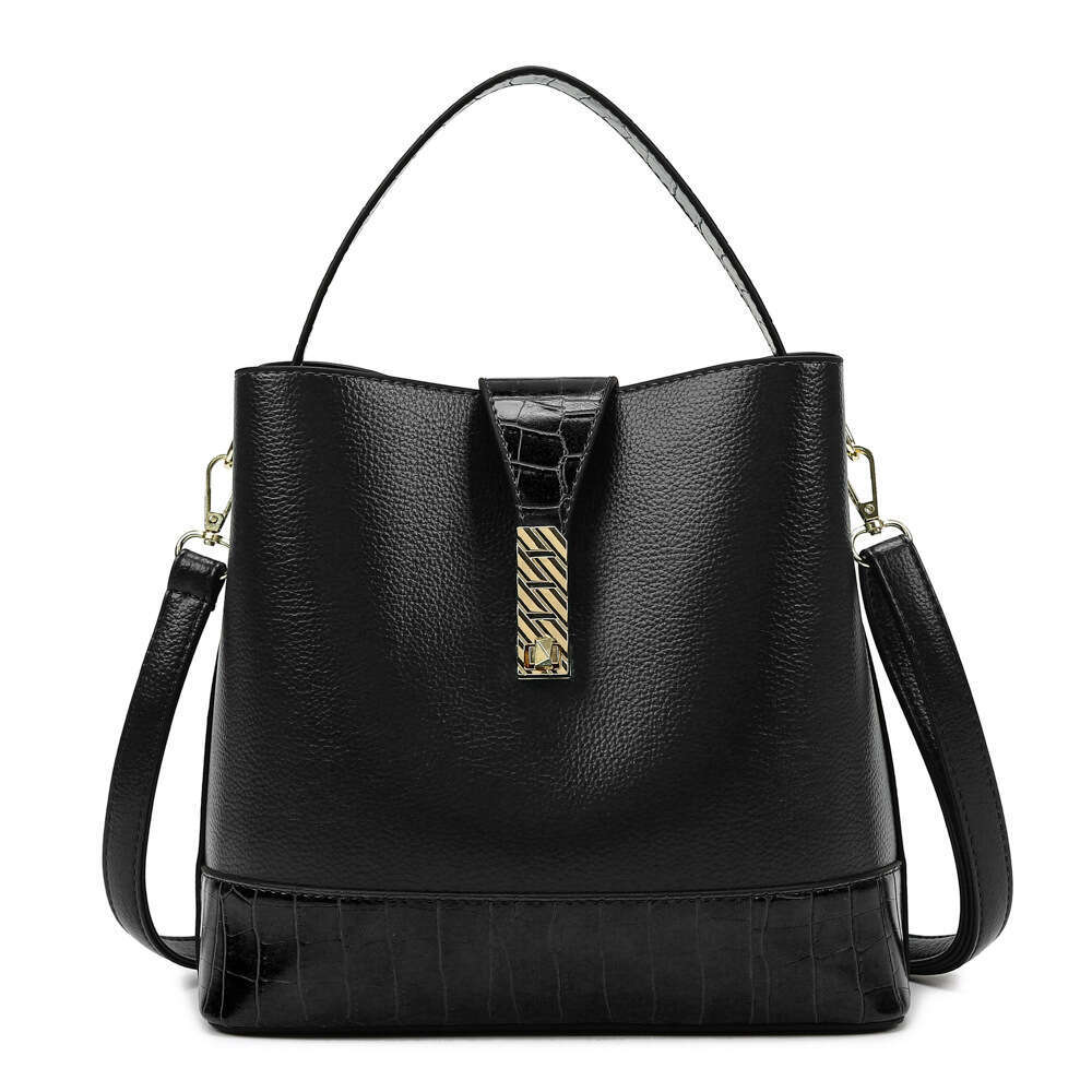 New spring and summer hand-held bucket for women, soft leather broadband crossbody bag, Korean version popular fashion single shoulder women's ba