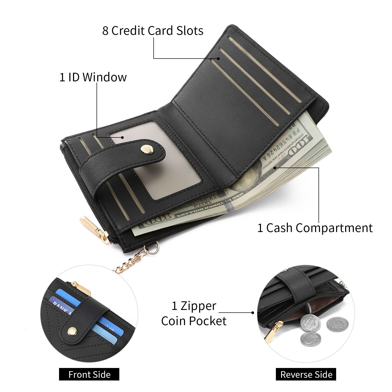 Designer Wallet New Hot Selling Women S Ultra Thin Wallet Double Fold PU Leather Card With Keychain Zipper ID Bag Luxury Wallet Key Pouch