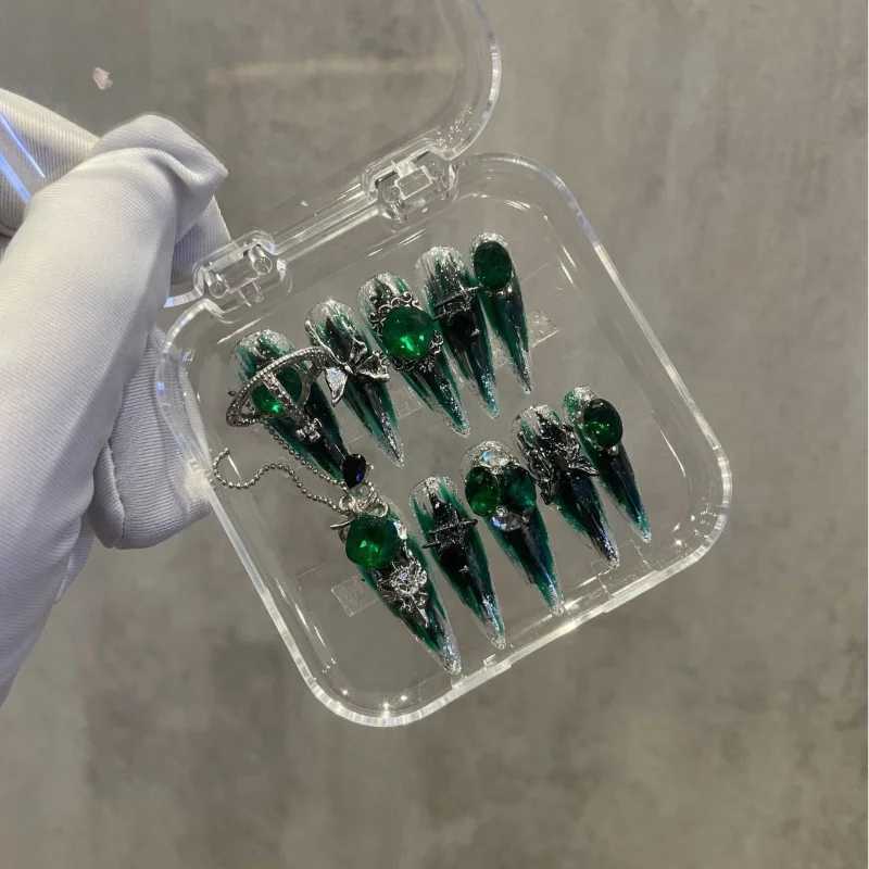 10 high-quality handmade press machines for nails heavy industrial diamond decorations luxurious dark and niche style spicy girl diamond nails H25429
