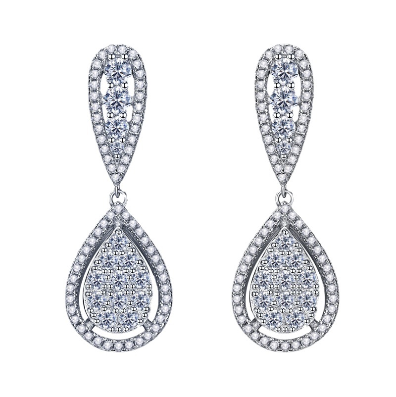2025 Choucong Brand Dangle Earrings Luxury Jewelry Genuine 100% 925 Sterling Silver Water Drop White Lab Moissanite Diamond Party Elegant Women Weddin