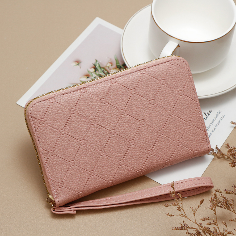 Designer Wallet New Solid Color Korean Version Cute Long Zero Wallet Large Capacity Women S Multi Card Zipper Hand Held Mobile Phone Bag Women Luxury 