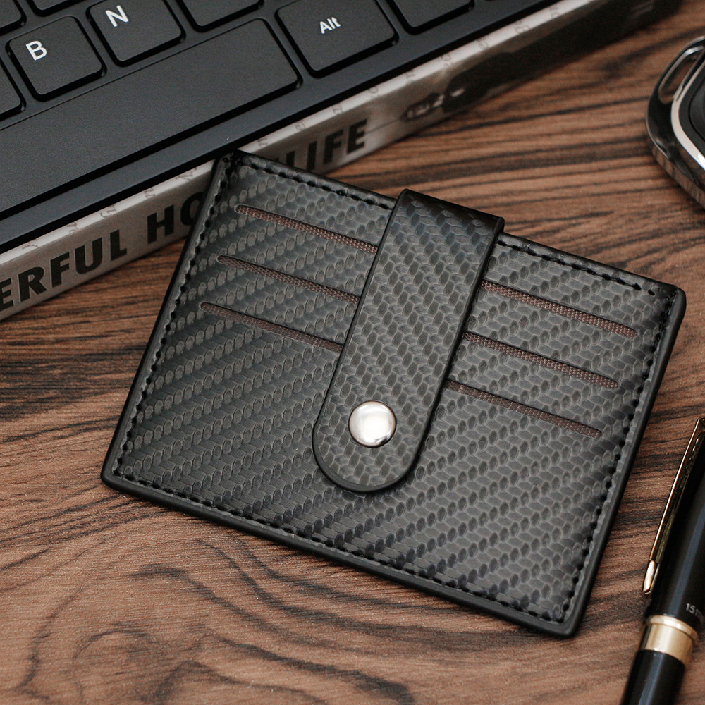 Designer Wallet Trendy Carbon Fiber Pattern Men S Buckle Thin Design Portable Small Bag Card Holder Coin Wallet Luxury Wallet Key Pouch