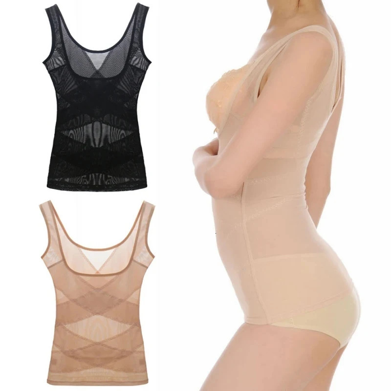Womens waist trainer bodysuit weight loss suit shaping top vest back body recovery corset underwear 250430