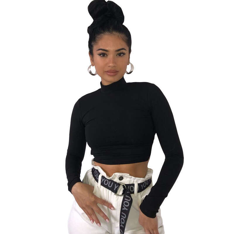 Ins2021 autumn and winter round neck long sleeved sexy backless strap slim fit t-shirt for women 2025 new casual versatile fashion clothing