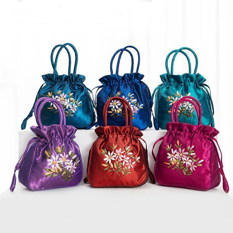 Womens handbag womens handbag mobile phone bag summer small wallet national style embroidered pattern drawstring bag 250427