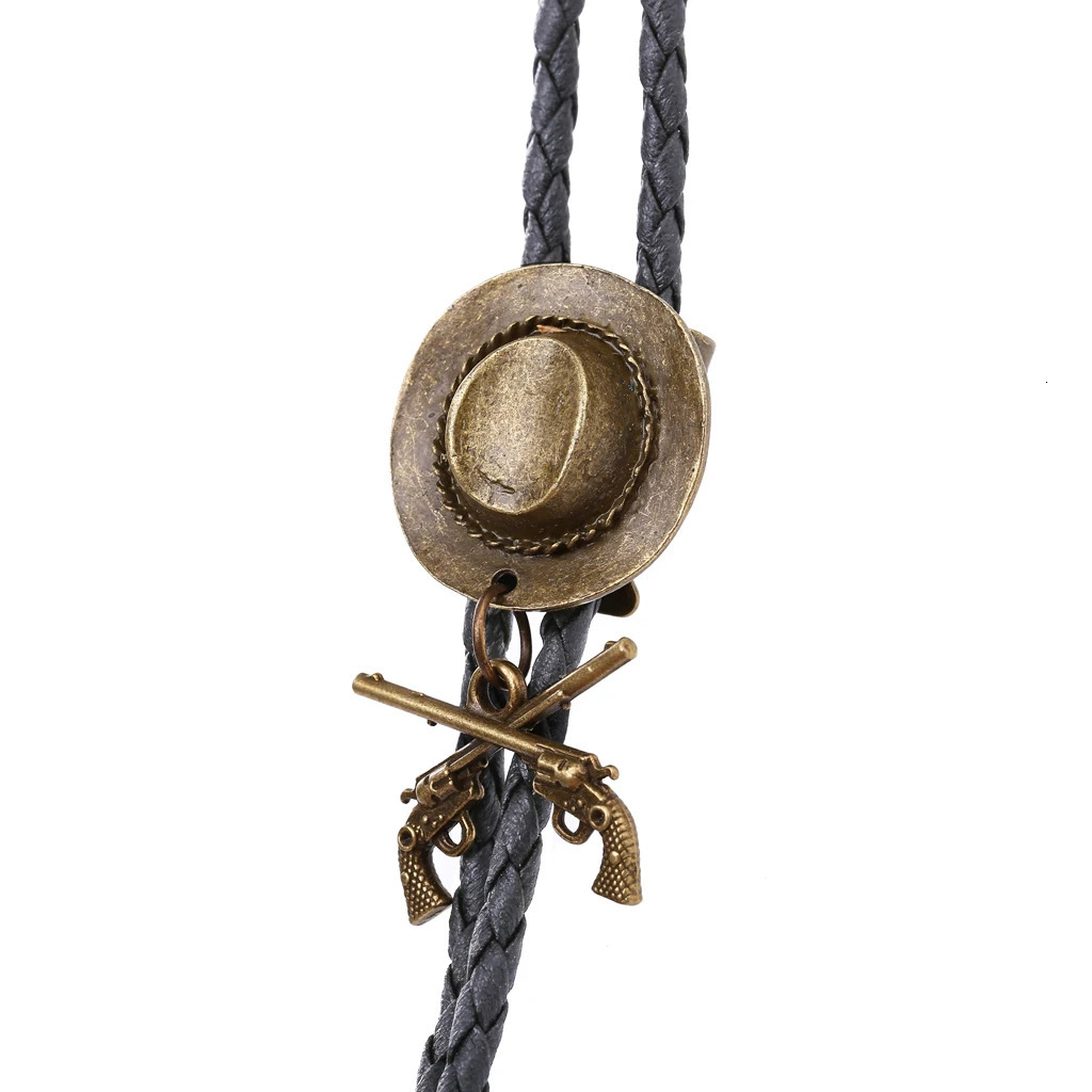 Western cowboy double gun hat bolo tie riding fashion accessories metal bolo tie 250430
