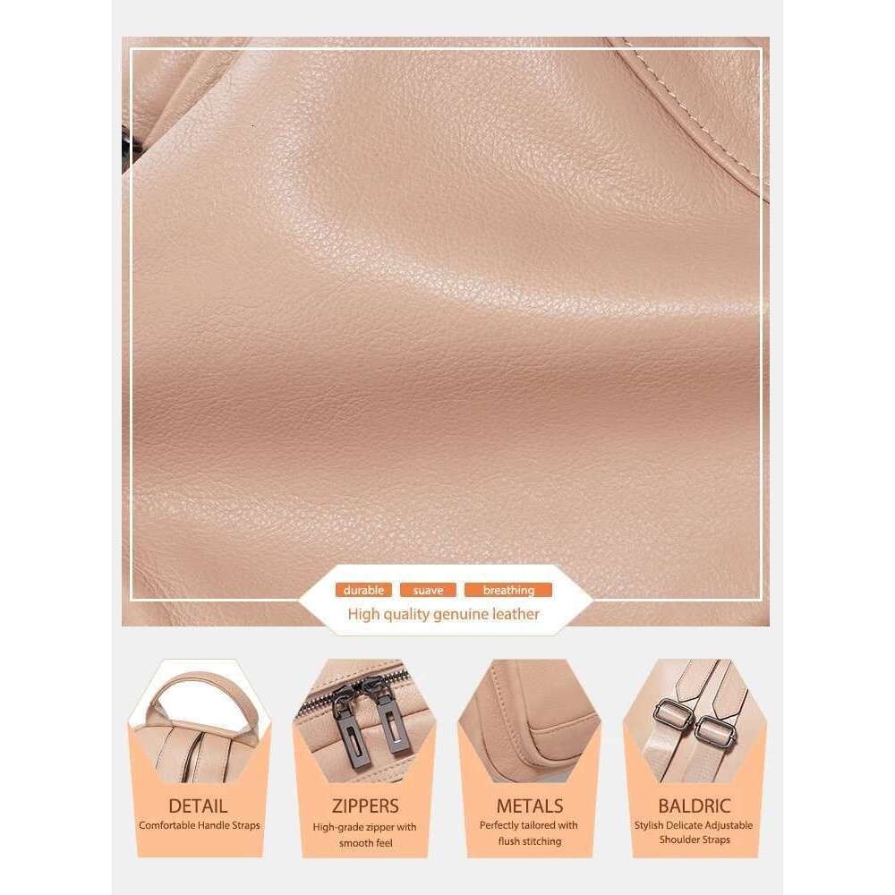 Zency 100% Genuine Leather Stylish Backpack Women Large Capacity Travel Rucksack New Knapsack For Ladies Satchel SchoolBag