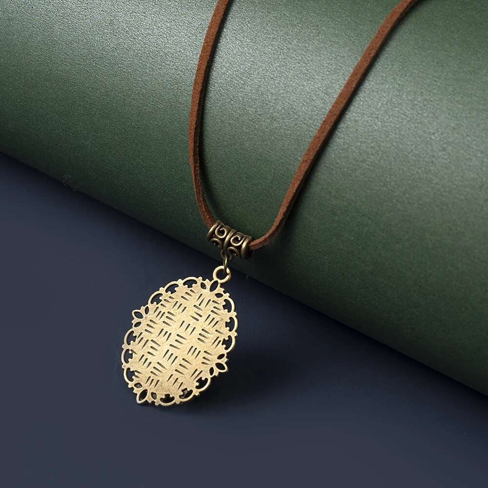 Vintange White Rose Flowers Time Gem Pendant Leather Rope Chain Necklace Women Fashion Jewelry Sx-25